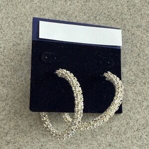 Blingy sparkling hoop earrings with rhinestones completely covering 2”hoop